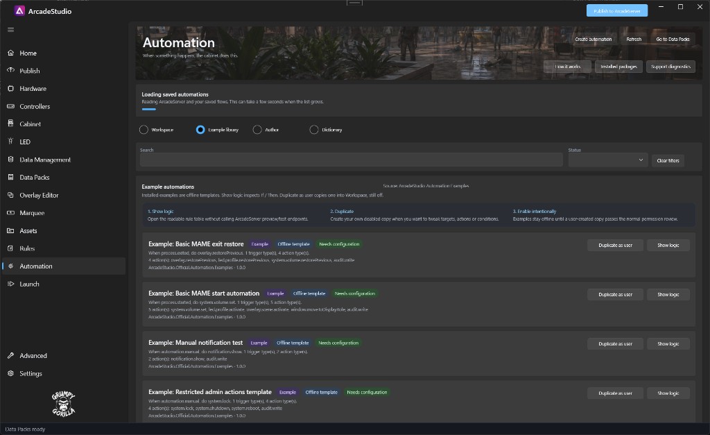 ArcadeStudio Automation